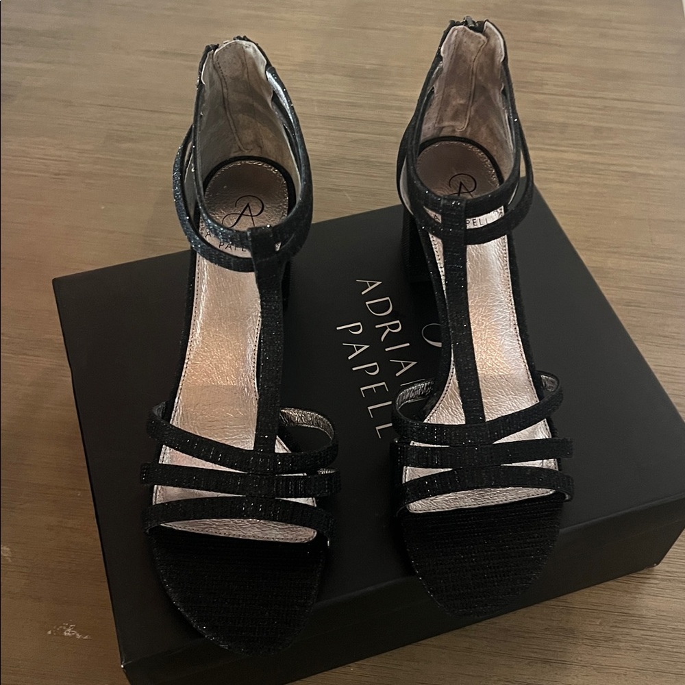 Adrianna Papell Anella Black Gavi Glitter Heels 9.5 NIB - Picture 4 of 5